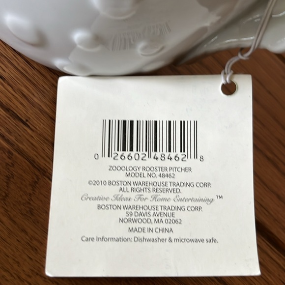 💃💃 HP 💃💃 Boston Warehouse Trading Company White Rooster Pitcher - Picture 8 of 9